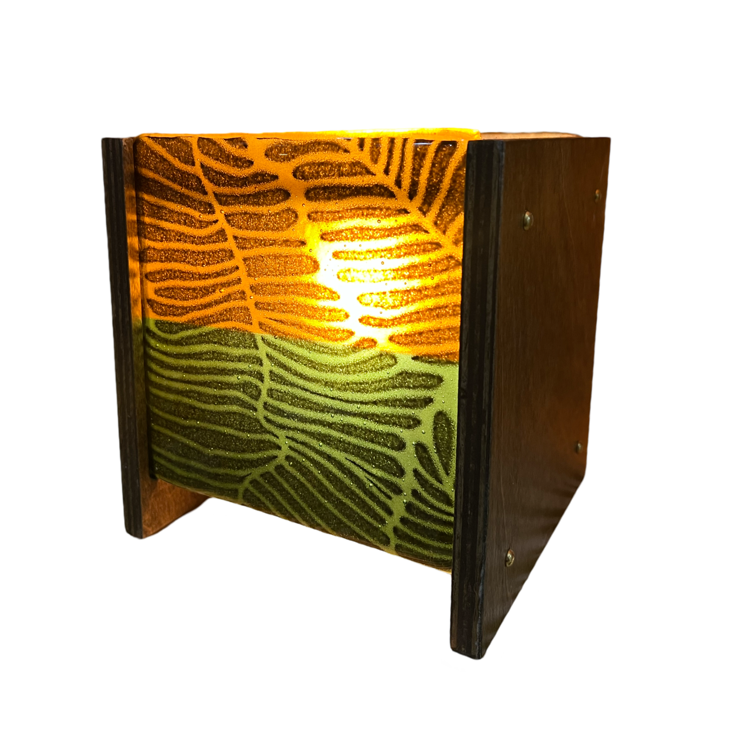 Amber & Green Fern Mosaic + Wood Grain 6" Story Light