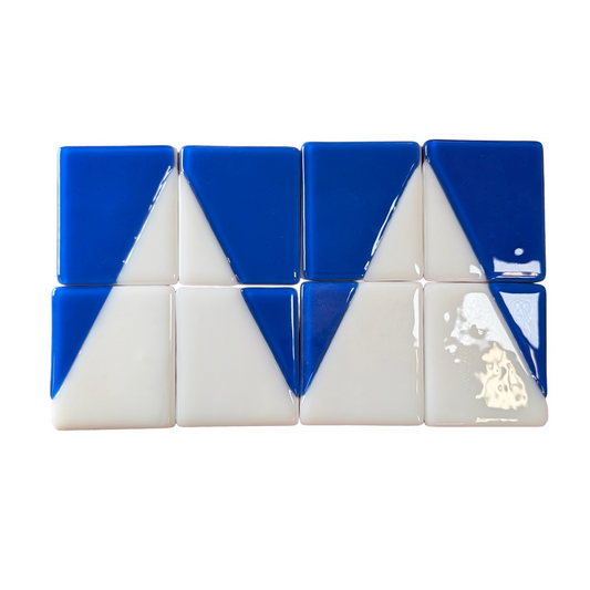Blue Geometric Puzzle Coaster Set