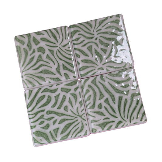 Abstract Botanical Puzzle Coaster Set